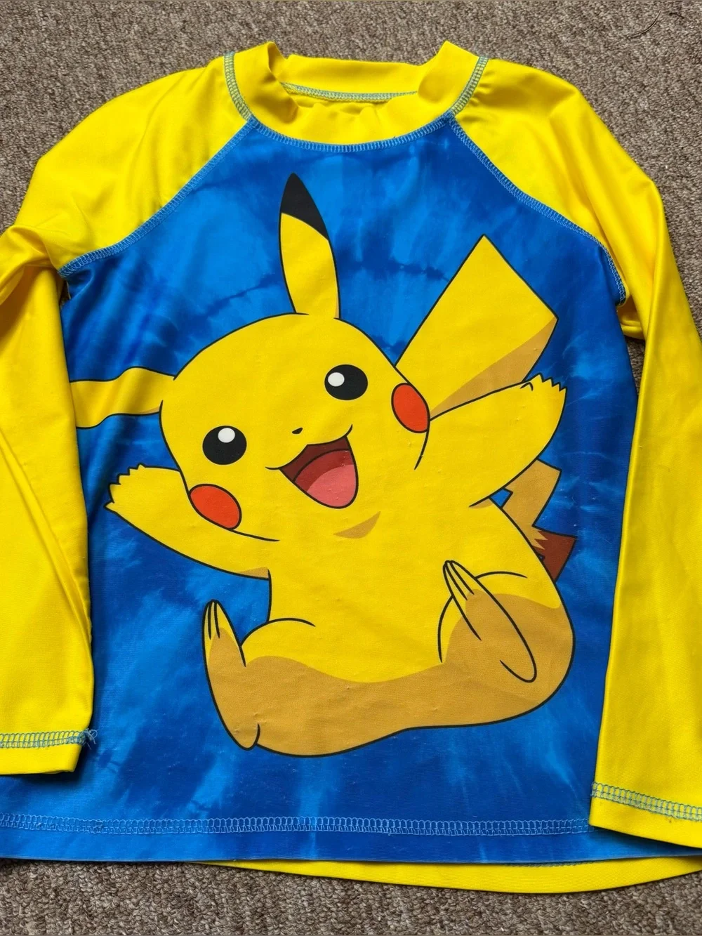 Pikachu Kids Rash Guard - Yellow & Blue Size 7
